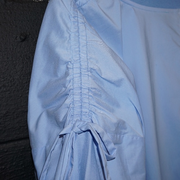 ELOQUII  balloon sleeve pullover top light blue - Picture 4 of 7